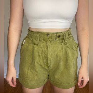 Army green shorts with fun button detail